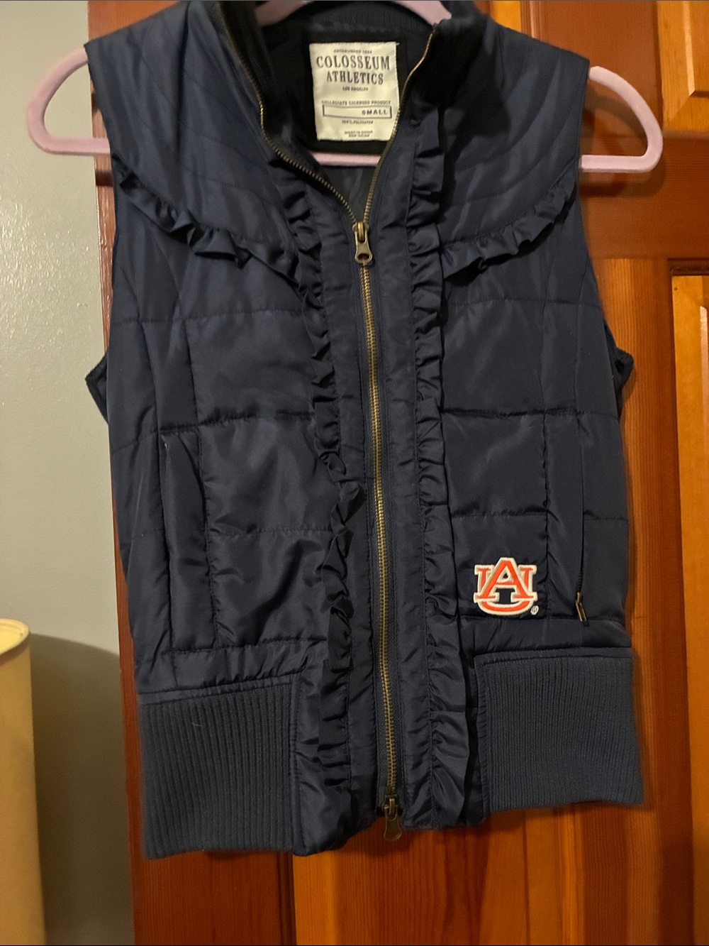 Colosseum Athletics Auburn Navy Quilted Ruffle Vest